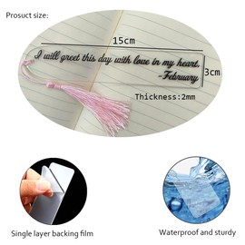 Acrylic Bookmarks, Motivational Clear Bookmark, Inspirational Book Marks with Tassels, Book Mark for Women, Kids, Adult, School, Home (Feb.)