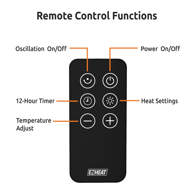 EZ-HEAT 26 inch Oscillating Digital Tower Heater with Remote Control