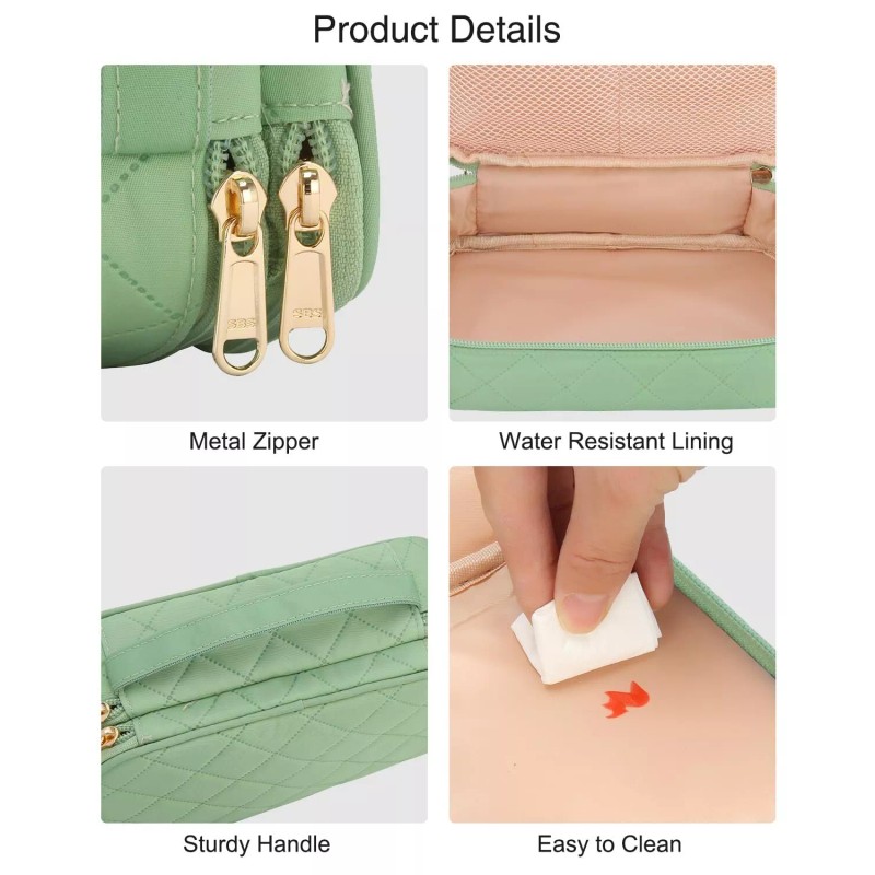 Relavel Cosmetic Bags, Small Makeup Bag with Brush Holder, A05