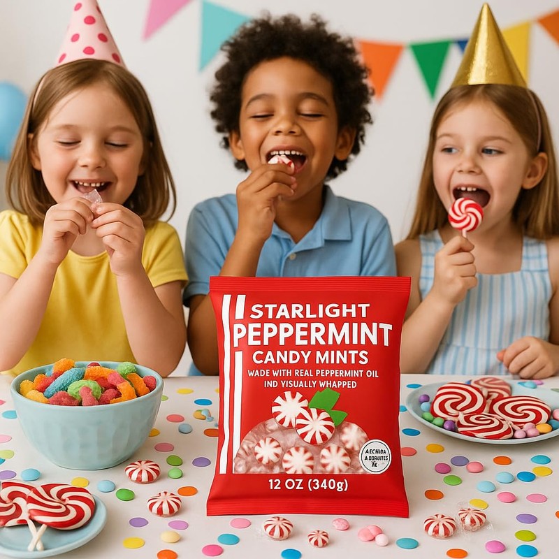 Peppermint Candy Starlight Mints 2 Bags (12 oz Each) -