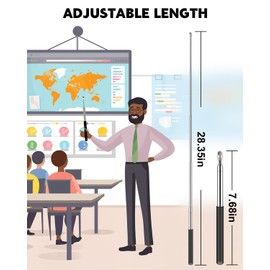 Dumero Telescoping Poiner Stick for Classroom Teacher Kids Reading, Dumero Retractable Stylus Pointer for Touchscreens, Extendable Presentation Pointers, Classroom Must Have Supplies Essentials, Purple