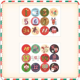 20 Sheets Christmas Advent Calendar Numbers Sticker,1-24 Christmas Countdown Calendar Stickers DIY Advent Calendar Stickers Christmas Boxes Tags Adhesive Labels for Kids DIY Gifts Craft Xmas Holiday