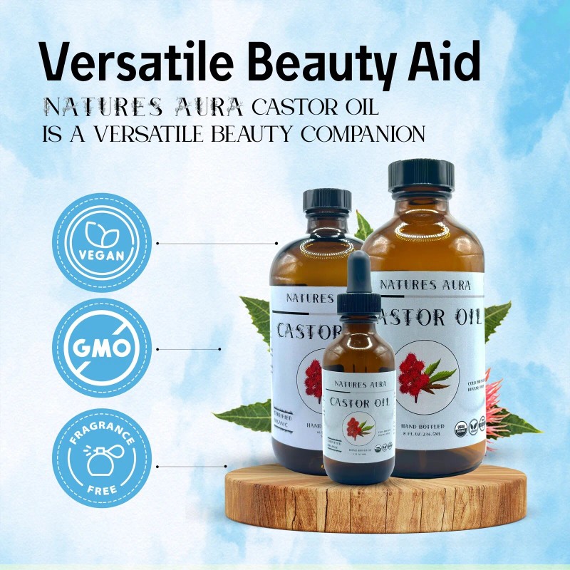 Natures Aura Organic Castor Oil - Glass (8 Oz) |