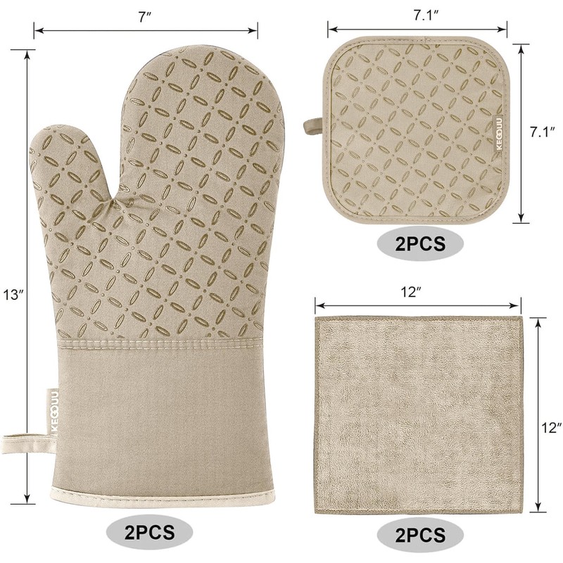 KEGOUU Oven Mitts and Pot Holders 6pcs Set, Kitchen Oven