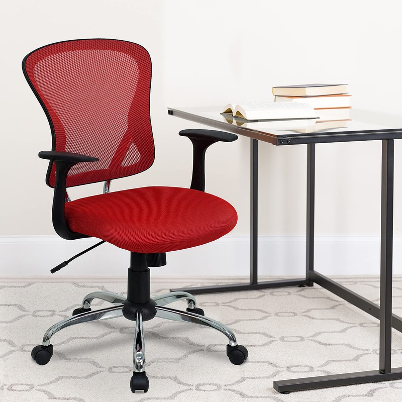 Flash Furniture Alfred Mid-Back Red Mesh Swivel Task Office Chair