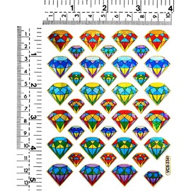 Stickers Glitter Pack 10 Sheets Beautiful Rainbow Diamond Jewel Gem Precious Stone Cartoon Label Stickers Craft Art Scrapbooking Decorations Supplies for Teachers Students Girls and Boys (14)