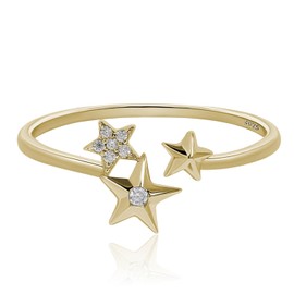 Meissa Thin Stacking Ring for Women 925 Sterling Silver Dainty Friendship Rings Star Ring (Gold)