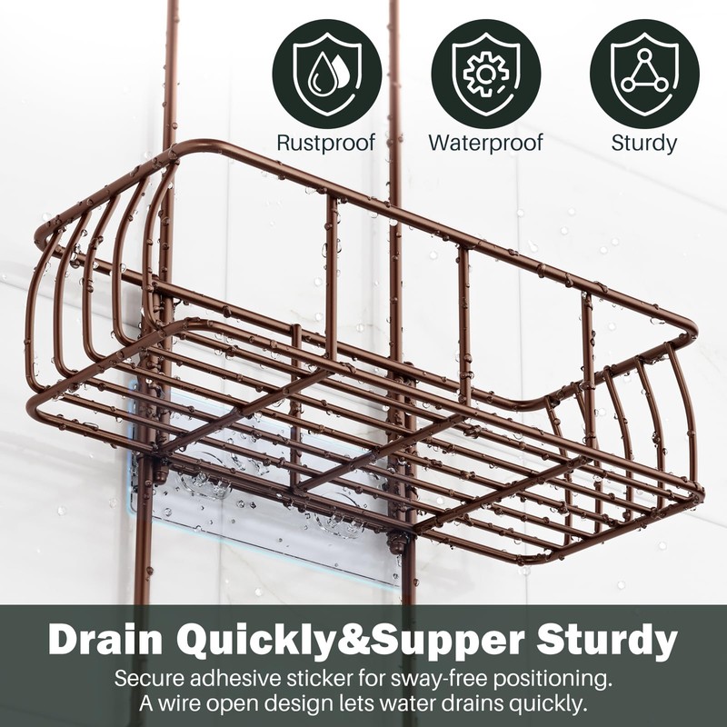 Epicano Shower Caddy Hanging, Anti-Swing Over Head Shower Caddy Rustproof