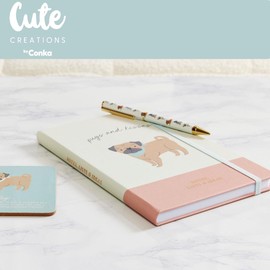 Cute Creations Pug Dog Pen - Premium Black Writing Pen with Adorable Pug Design in gift box, Gold Accents | Perfect for Dog Lovers, Gifts, Gifts for Her and Him