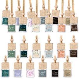 Funnymoom 24 Pack Christian Gifts for Mother Women Empty Car Air Freshener Diffuser Bottles Hanging Glass Essential Oil Bottles Easter Appreciation Gifts for Employee Teachers Nurse (Square)