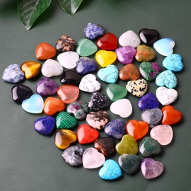 UU UNIHOM 10PCS Natural Heart Stone Healing Crystal Palm Gemstones Wholesale Assorted Set Bulk Crystals Rock Real Gemstones Hearts For Valentine's Day Love Gifts and Chakra Reiki Balancing (0.8 inch)