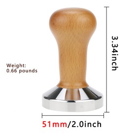 Wooden coffee masher with stainless steel base, accurately calibrated hand tamper, create the perfect espresso, release pure coffee aroma（Dark wood） (trumpet)