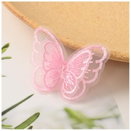 Wisafory Pack of 20 Lace Tulle Butterfly Appliqué Embroidery Patches Lace Fabric Patches Butterfly Appliques Accessories for DIY Clothing Bag Hair Accessories Pink