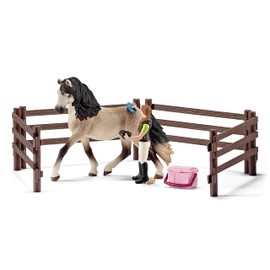 Schleich Horse Club - Juguete de Caballo de 9 Piezas para niñas y niños a Partir de 5 años, Juego de Cuidado de Caballos con Caballo Andaluz