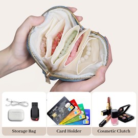 Stratalife Travel Jewelry Case - Portable Jewelry Pouches for Gemstones Healing Crystal, Bracelets Bangles Storage, Necklace Ring Holder Organizer with Zipper for Women, Light Blue