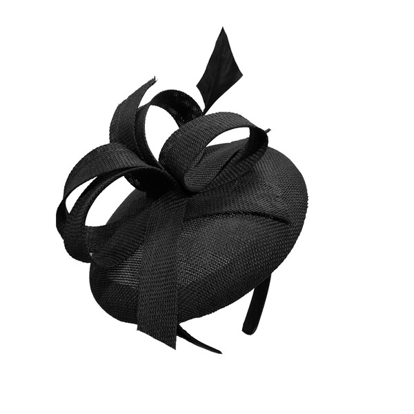 Caprilite Sinamay Fabric Pillbox Hat Headband Abstract Loops Structure One