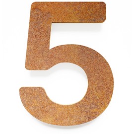 Vintage House Number 5 - Solid, Weatherproof & Durable - 20 cm Large - with Mounting Material - Retro Design House Number Sign N-03-5-R