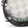 Hand Tambourine Double Row Percussion Polyester Drum Skin Solid Wood