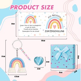 Einschulung Geschenk Junge, Blau Schulkind Mutstein Einschulung und Schlüsselanhänger, 2025 Schulkind Geschenk, Schultüte Füllung, Schulanfang Geschenk mit Grußkarte Geschenkbox