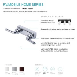 Laguna Brass 3330BZ Mobile Home Two Handle Non-Metallic 4" Shower Valve Brushed Bronze Finish