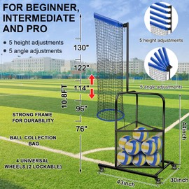 Leyndo Volleyball Setter Trainer Net Adjustable Angle Volleyball Target Net for Indoor and Outdoor Practice Sturdy Footed Base Volleyball Training Equipment (with Ball Collection Bag)