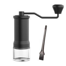 Manual Coffee Bean Grinder Capacity 25g with CNC Stainless Steel Conical Burr 30 Coarseness Settings Double Bearing Portable Travel Espresso Coffee Hand Grinder with Hand Crank Cleaning Brush