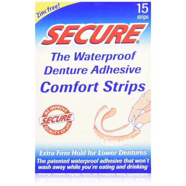 Secure Denture Adhesive Comfort Strips 15 Ct