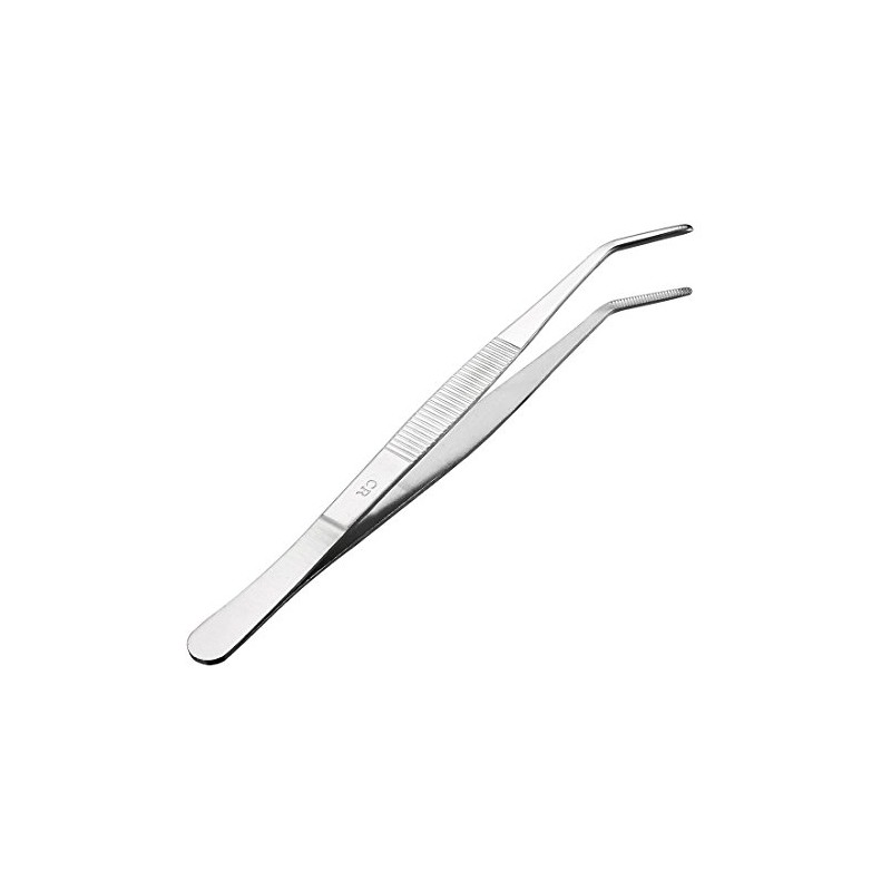 uxcell 8-Inch Stainless Steel Tweezers with Curved Serrated Tip Daily