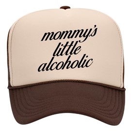 Mommy's Little Alcoholic | Funny Meme Drink Drinking Margs Tequila Beer Cowboy Cowgirl | Premium Snapback Hat for Men & Women (US, Alpha, One Size, Brown/Tan Cursive)