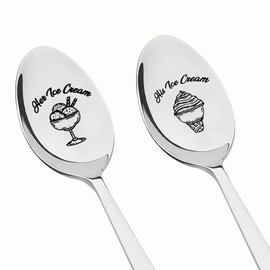 Boyfriend Girlfriend Valentines Day Christmas Gifts for Husband Wife Wedding Anniverdary Birthday Gift for His and Her Ice Cream Spoons for Couples Spoon Gift for Ice Cream Lovers Gift