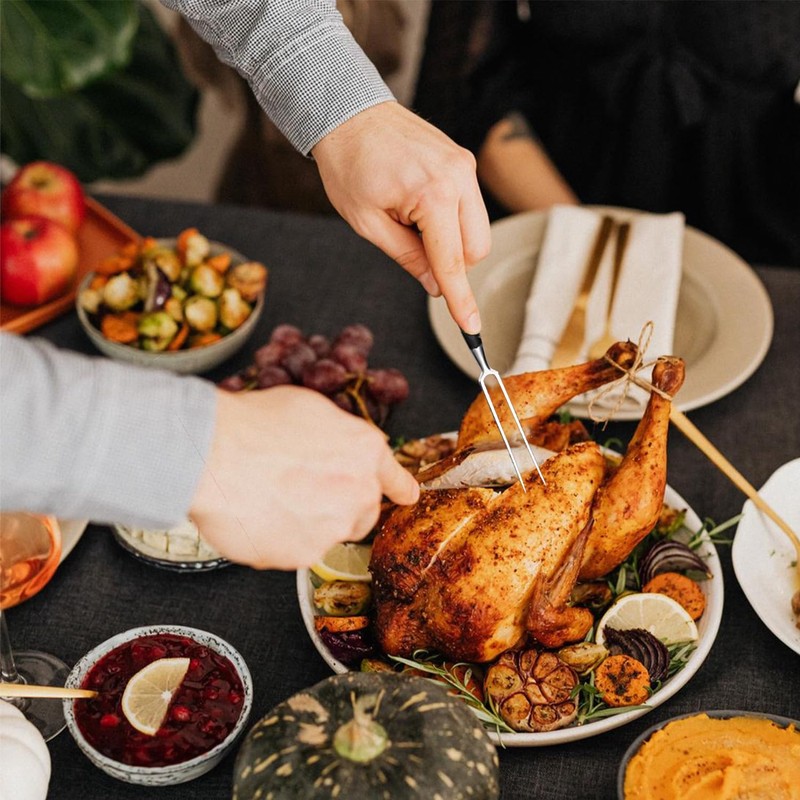 Meat Fork with Handle - 29 cm Stainless Steel Meat