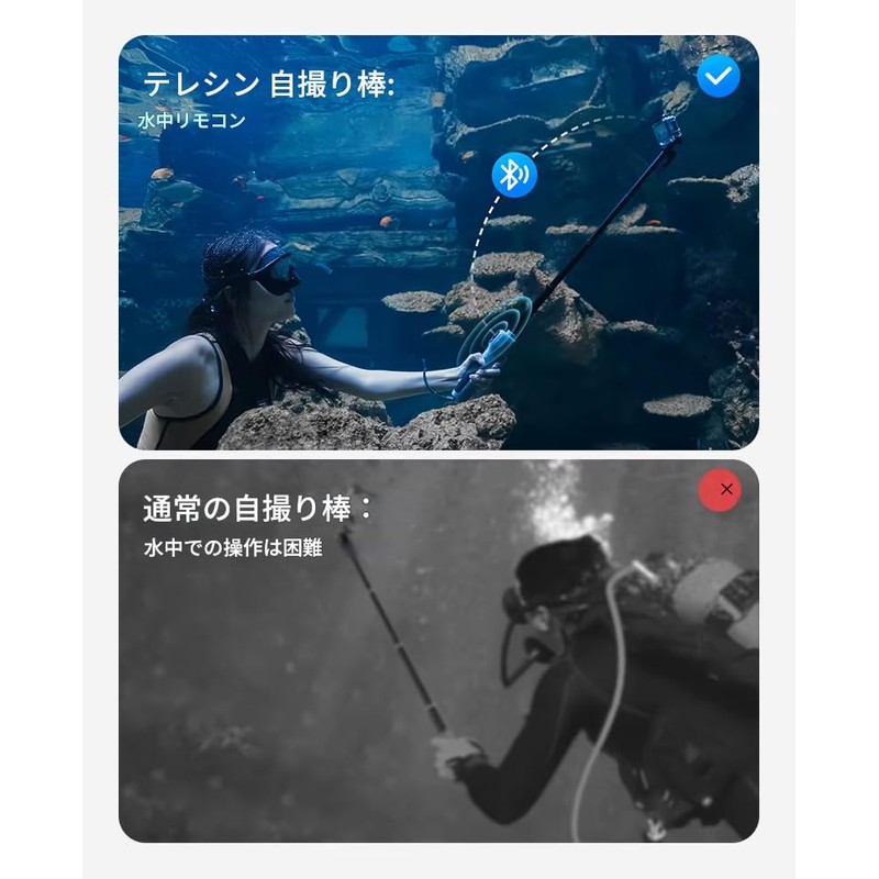 zmart TELESIN Underwater Selfie Stick Waterproof Diving Telescopic Selfie Stick