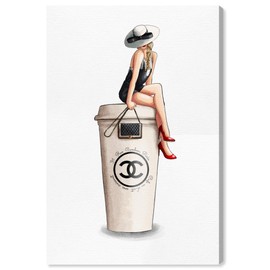 The Oliver Gal Artist Co. Cafe Au Lait Cambon | Modern Premium Canvas Print The Fashion Wall Art Decor Collection, 24" x 36", Ivory