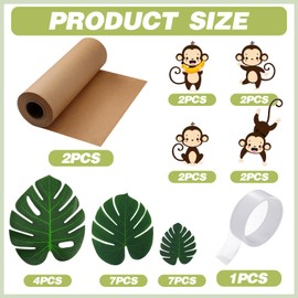 Affrolling 29 Pcs DIY Craft Paper Vines Jungle Party Decorations Set Monkey Honeycomb Decor Palm Leaves for Wild One Birthday Tropical Jungle Safari Animal Party Backdrop for Boys Baby Shower Decor