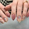SINHOT Medium Press on Nails Almond Fake Nails Glossy Glue