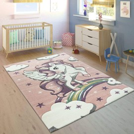Paco Home Kids Rug for Childrens Room Sweet Unicorn with Starry Sky, Size:3'11" x 5'7", Colour:Grey