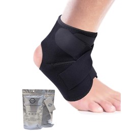 Rolxmed Adjustable Ankle Wrap Support Brace Neoprene Compression Sleeve for Plantar Fasciitis Achilles Tendontion Sprain for men and women (Black_AS05, One Size)