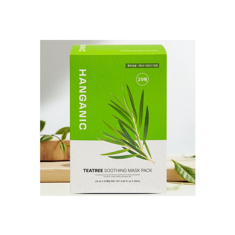 Hanganic Tea Tree Soothing Mask Pack 100 Sheets / 한가닉