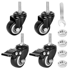 4 pieces 40 mm furniture castors: M8 x 25 mm screw fixed castors M8 heavy duty castors swivel castors for furniture 2 with brakes and 2 without brakes, 35 kg 360 degree rotation rubber castors outdoor