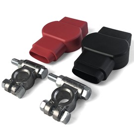 MGI SpeedWare Military Spec Heavy-Duty Battery Terminal Connectors, Top Post Positive and Negative End Pair with Insulator Covers
