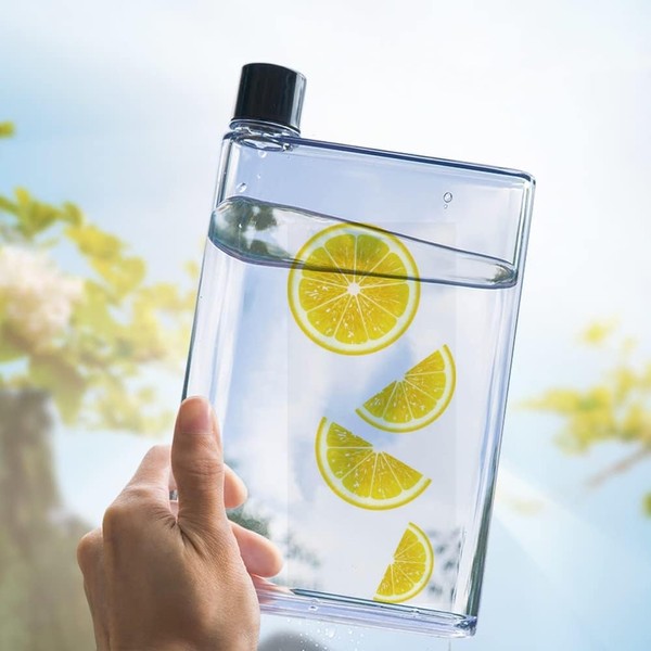 Broco Flat Water Bottle, Slim Water Bottle 750 ml, Transparent,
