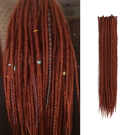 20 Inch Thin 0.6cm Dreadlock Extensions Soft Handmade Synthetic Dreads SE Copper Red Braids Dreads Locs Extension 20 Strands/Pack