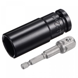 sourcing map 1/2" Drive Socket Accessory Set, 22mm Deep 6-Point Impact Socket 3" Length and 1/4" Hex Shank Adapter