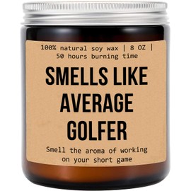 Emily Gift Smells Like Average Golfer - Golf Scented Jar Candle - Gift for Golf Enthusiasts (Unisex, All Ages) - Stress Relief, Sleep Promotion