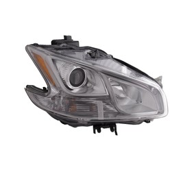 HEADLIGHTSDEPOT Chrome Housing Halogen Headlight Compatible with Nissan Maxima 2009-2014 Includes Right Passenger Side Headlamp