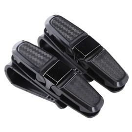 UIS-AUTOPARTS 2 PCS Universal Car Sun Visor Glasses Clip Carbon Fibre Sunglasses Cards Holder
