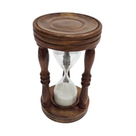Antique Wooden Glass White Sand Timer 5 Minutes Hourglass Vintage Wooden Timers Hourglass for Home/Office Table Top Shelf Decor