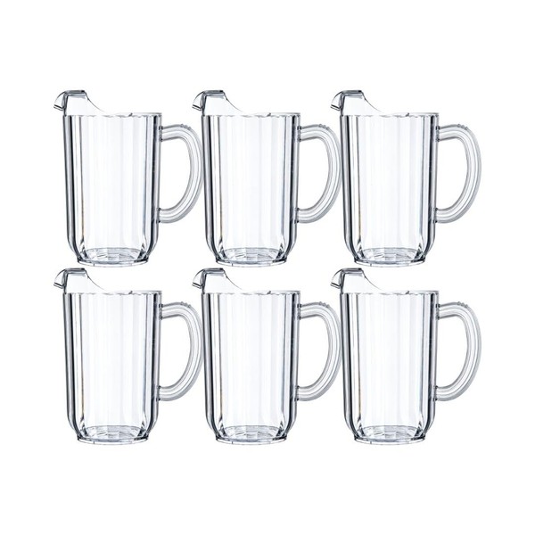 Carlisle FoodService Products Plastic Pitcher, 48 Ounces, Clear (Pack of 6)