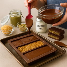 Mrs. Anderson's Baking Chocolate Mold, Non-Stick European-Grade Silicone, Triple Chocolate Bar