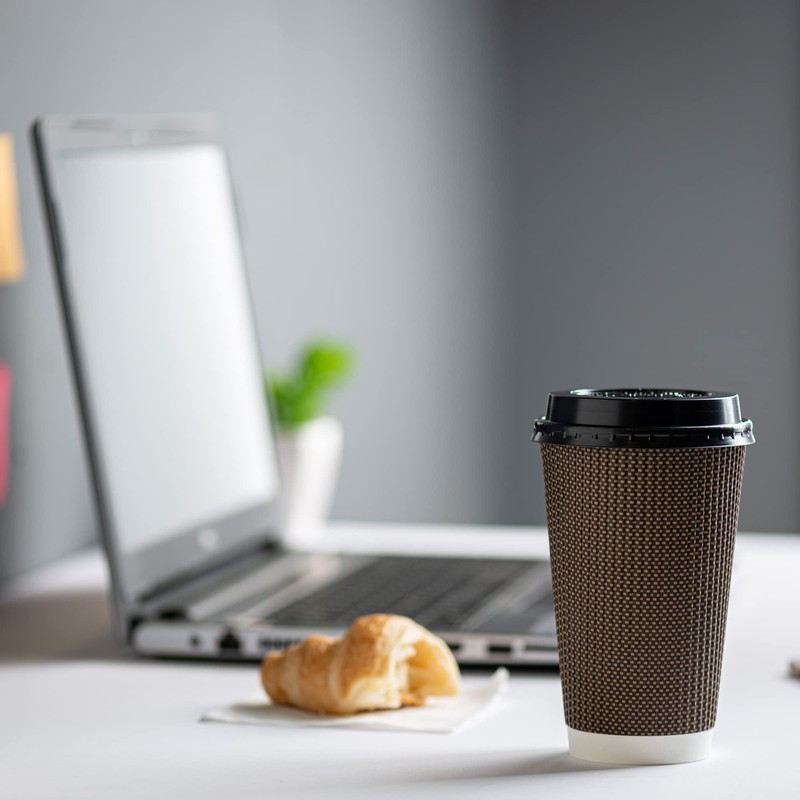 GUSTO [16 oz. - 50 Sets Insulated Brown Patterned Ripple